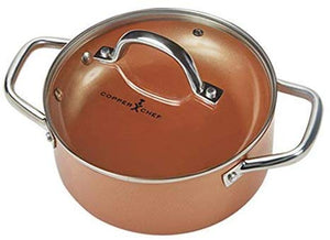 Copper Chef Batería de cocina, 9 piezas Juego de sartenes redondos; aluminio y acero con revestimiento de cerámica antiadherente Incluye tapas y accesorios para freír y asar para sartenes.
