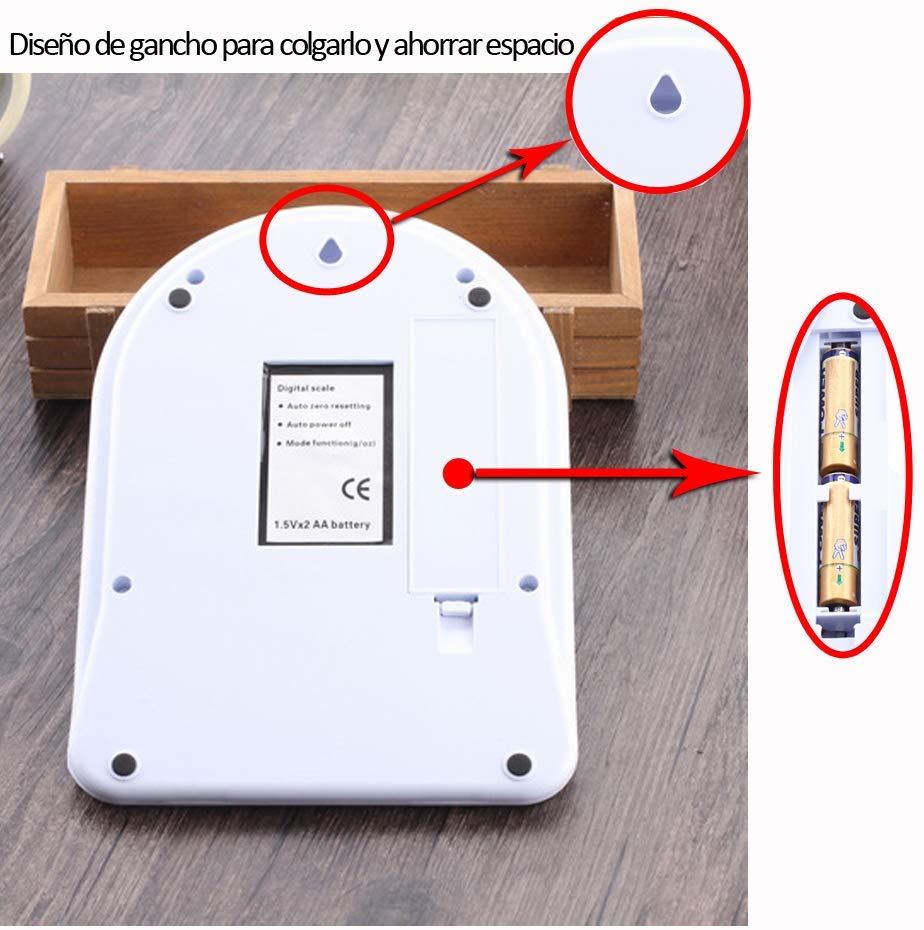 Bascula Digital de 10Kg con Alta Precision para Cocina - E T EASYTAO Balanza Portatil con Multifuncion, Fácil de Operar,Material ABS de Alta Calidad Para Alimentos Protegiendo la Salud de la Familia