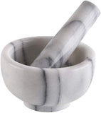 Greenco GRC0223 Marble Mortar and Pestle, 4.5", White/Gray