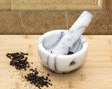 Greenco GRC0223 Marble Mortar and Pestle, 4.5", White/Gray