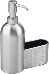InterDesign Forma - Dispensador de Jabón y Soporte para Esponja, Acero Inoxidable Cepillado
