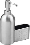 InterDesign Forma - Dispensador de Jabón y Soporte para Esponja, Acero Inoxidable Cepillado