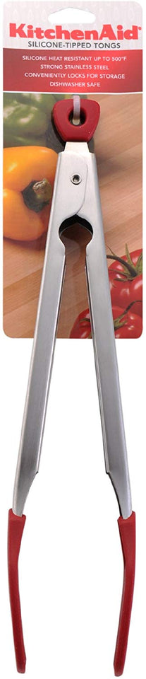KitchenAid Silicone Tipped Stainless Steel Tongs (Red)
