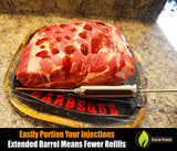 Inyector de carne, acero inoxidable 304, kit de inyección para barbacoa de 2.3 onzas, con ventana para condimentos de marinado, para cocinar parrilla, ahumador, barbacoa, jeringa, inyecta, sabor a cajún en carne de pollo y pavo, 3 agujas profesionales